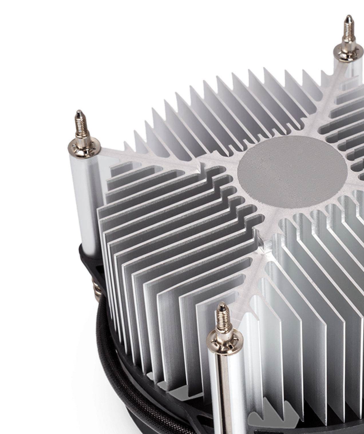 Close-up shot of computer CPU cooler isolated on a white background