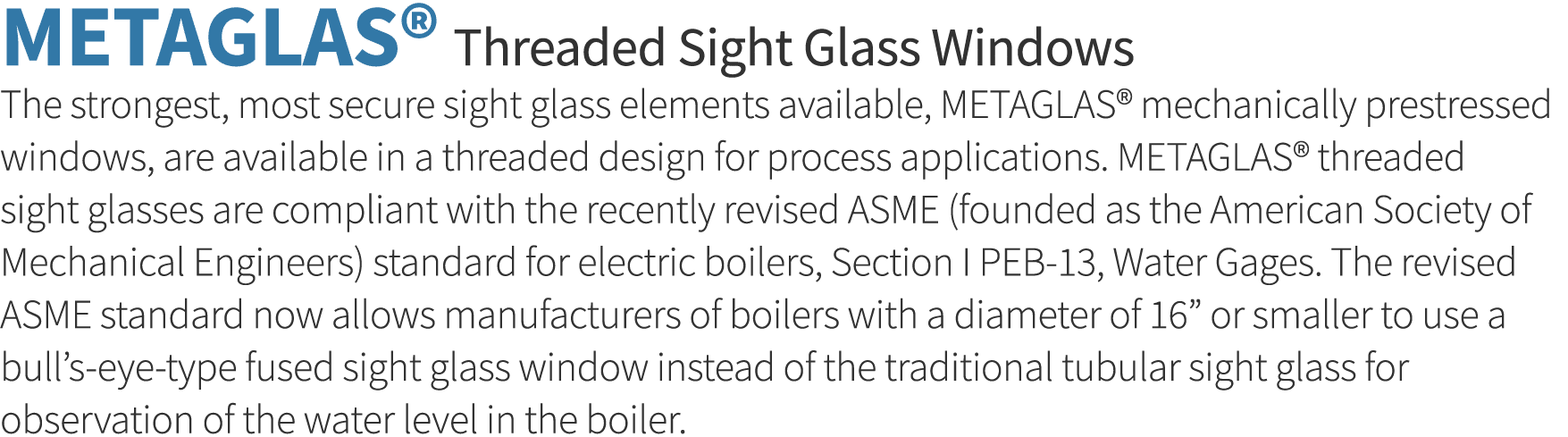 METAGLAS  Threaded Sight Glass Windows The strongest, most secure sight glass elements available, METAGLAS  mechanica   